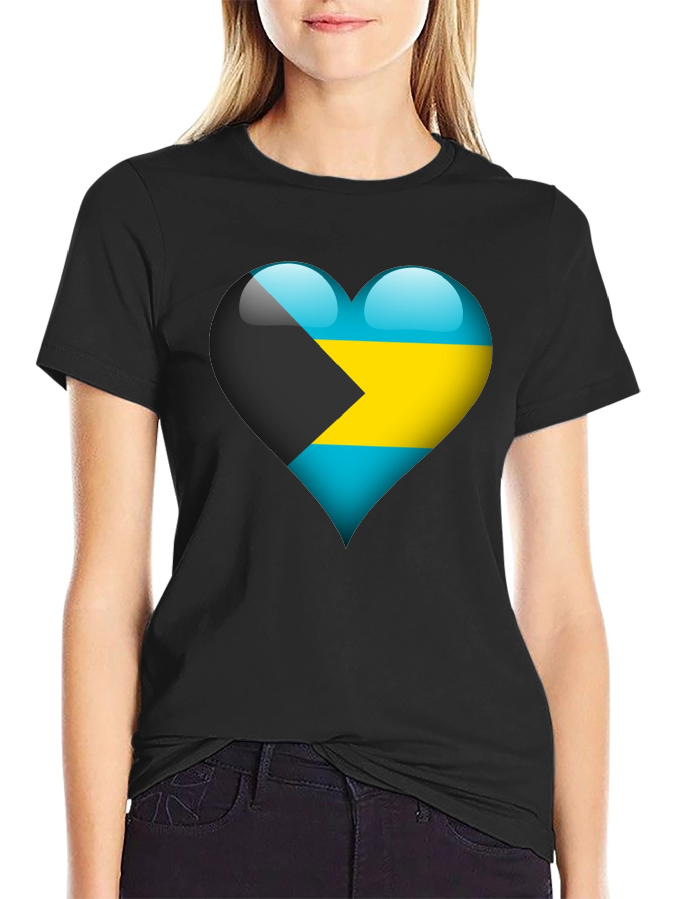 Bahamas Flag Heart T-Shirt - Show Your Pride!