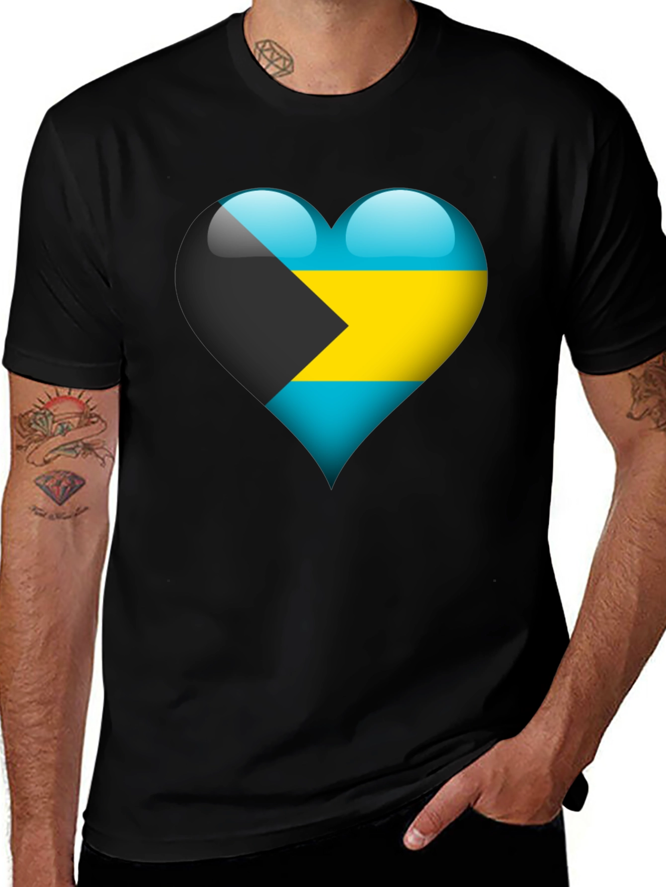 Bahamas Flag Heart T-Shirt - Show Your Pride!