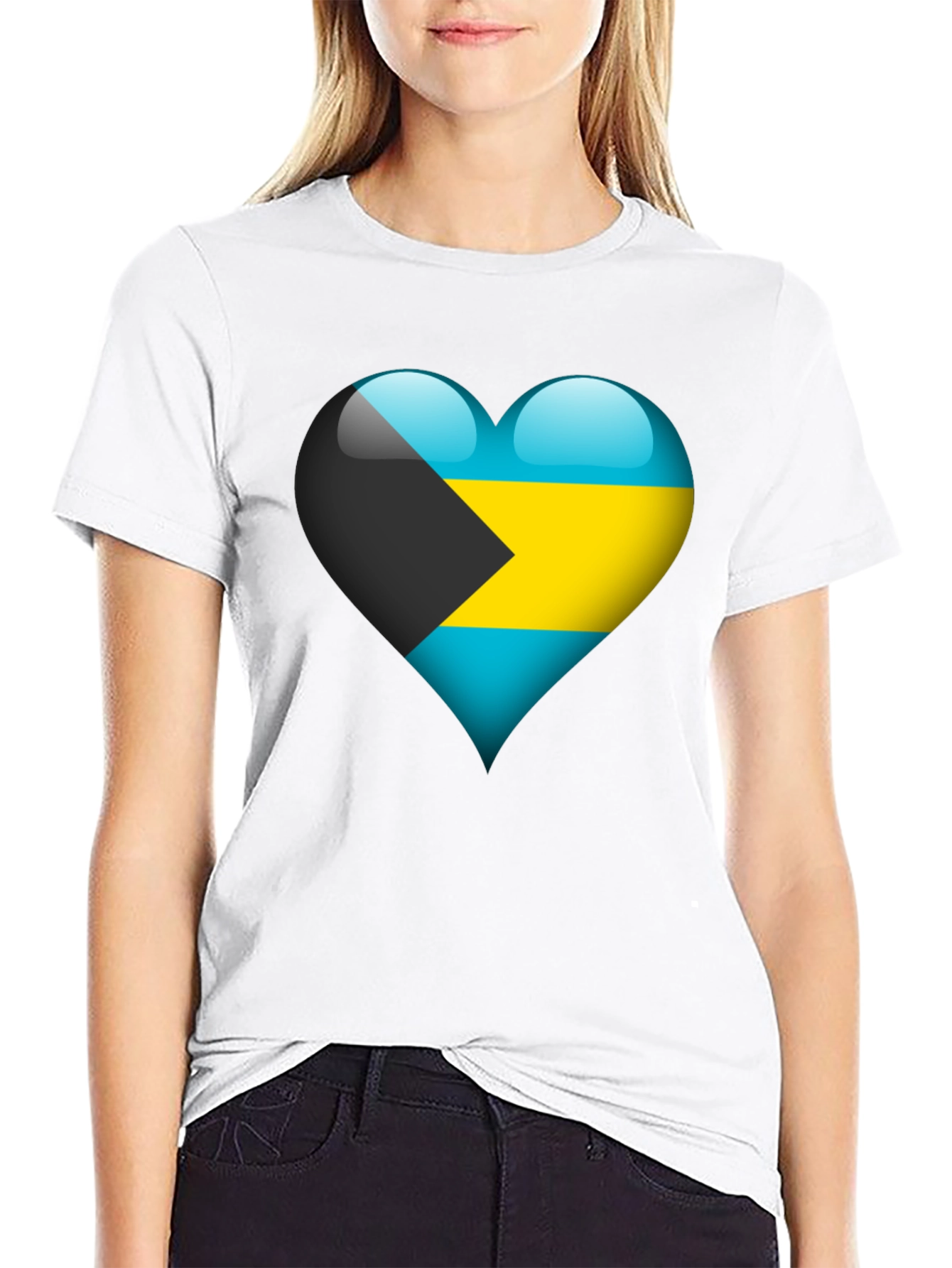Bahamas Flag Heart T-Shirt - Show Your Pride!