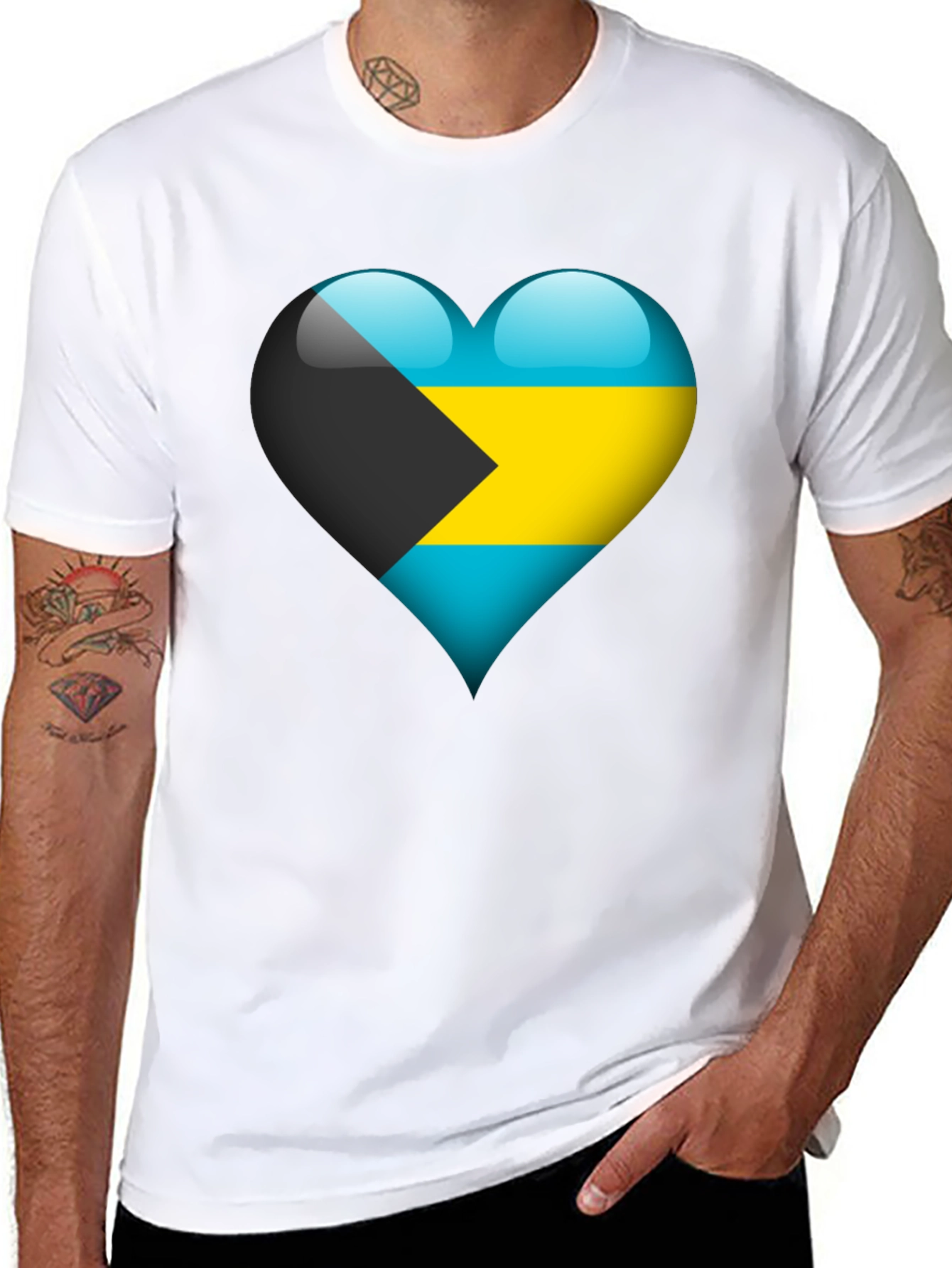 Bahamas Flag Heart T-Shirt - Show Your Pride!