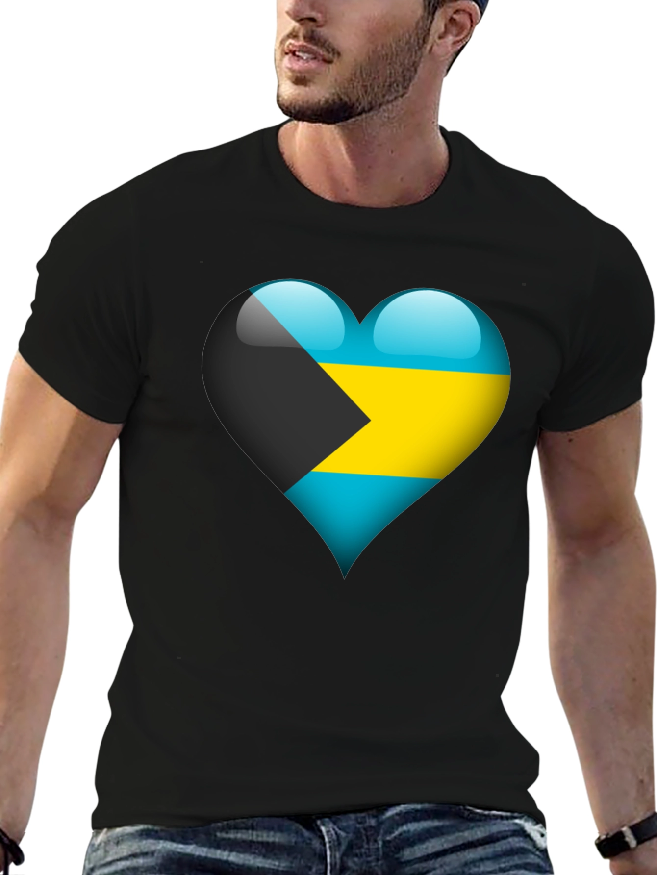 Bahamas Flag Heart T-Shirt - Show Your Pride!
