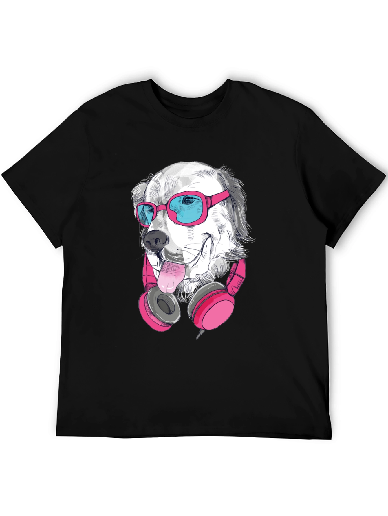Dog with Sunglasses Graphic Tee - Black