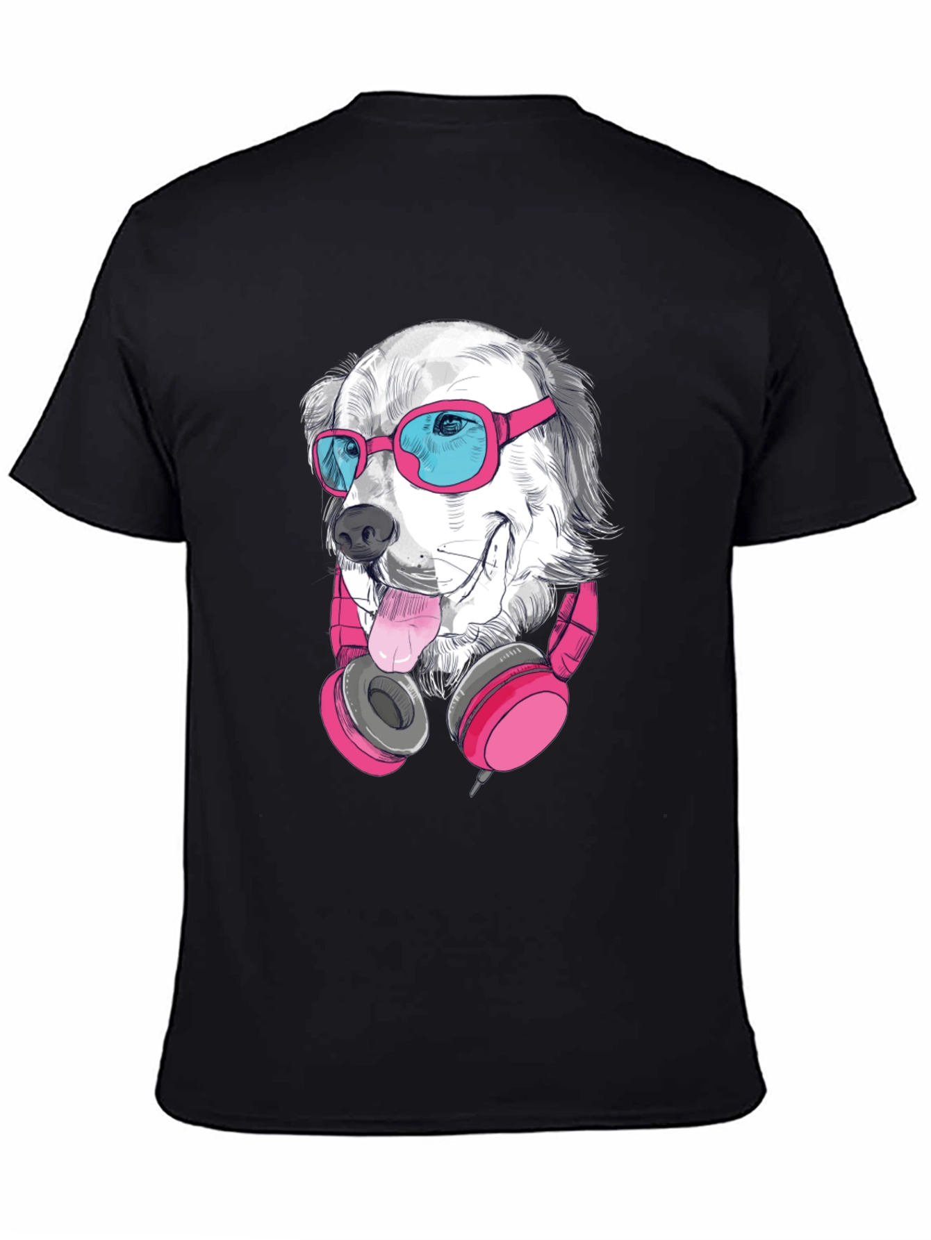 Dog with Sunglasses Graphic Tee - Black