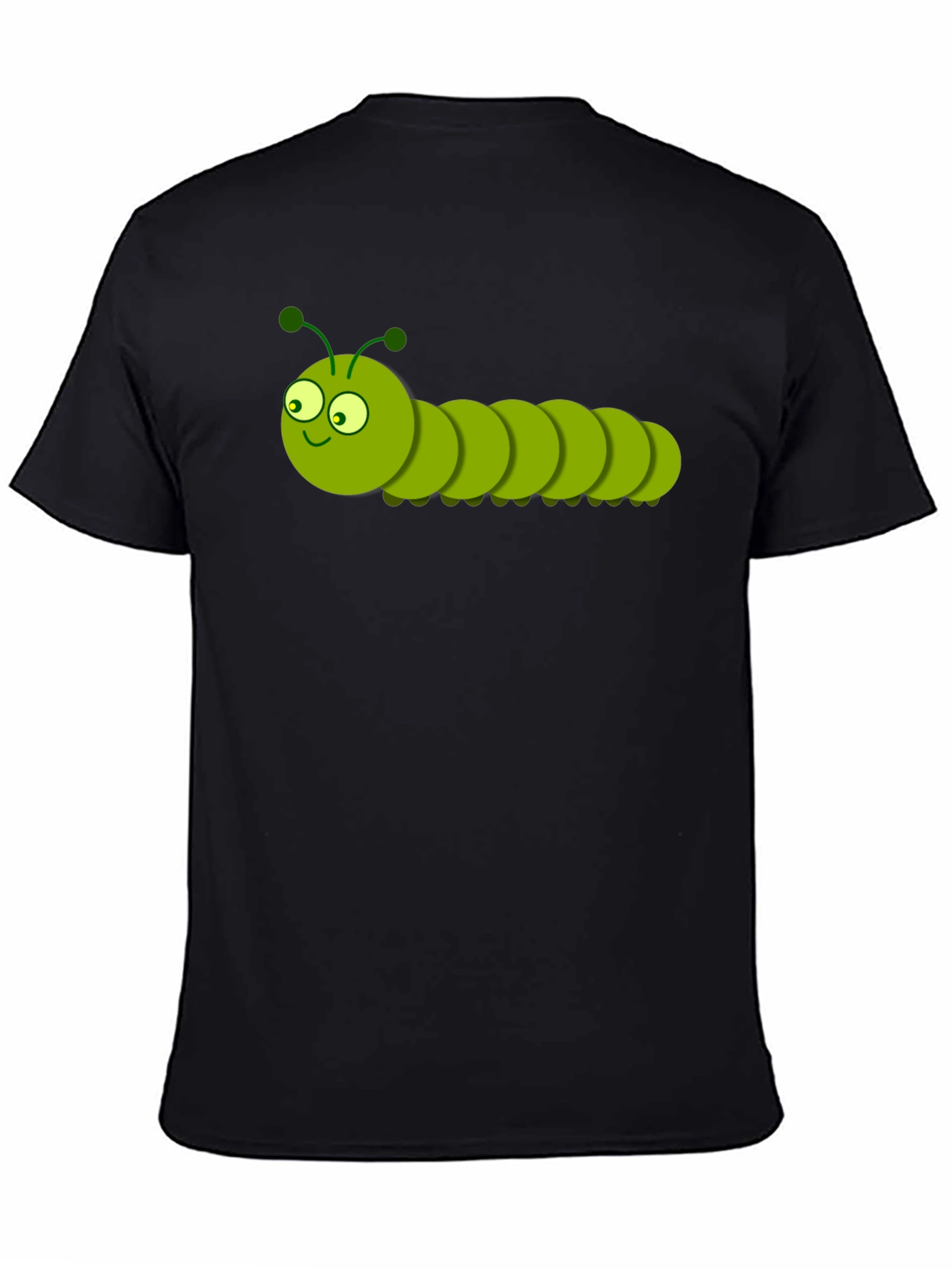 Cartoon Caterpillar Graphic T-Shirt - Black