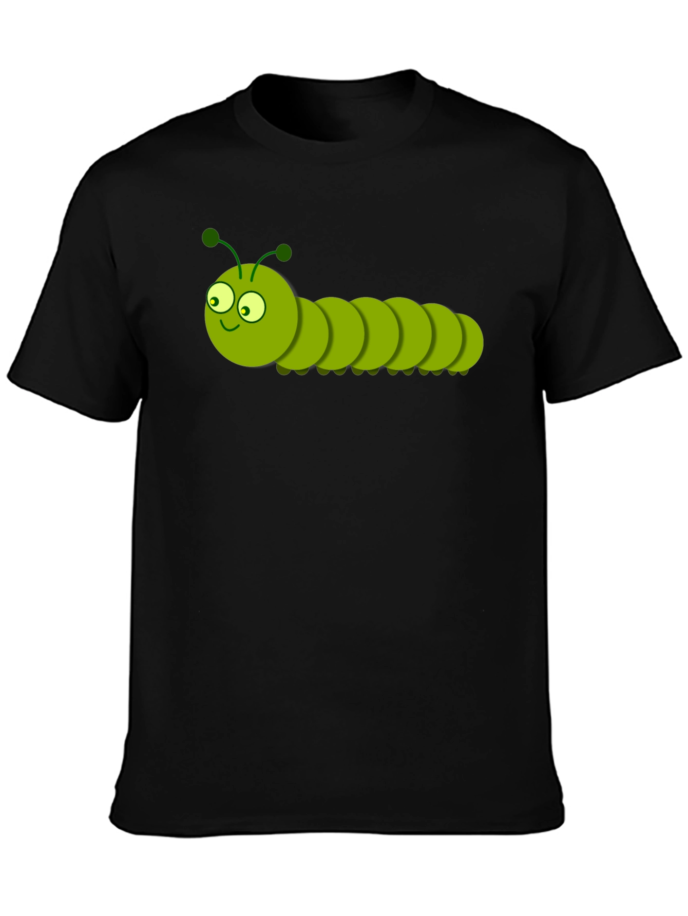 Cartoon Caterpillar Graphic T-Shirt - Black
