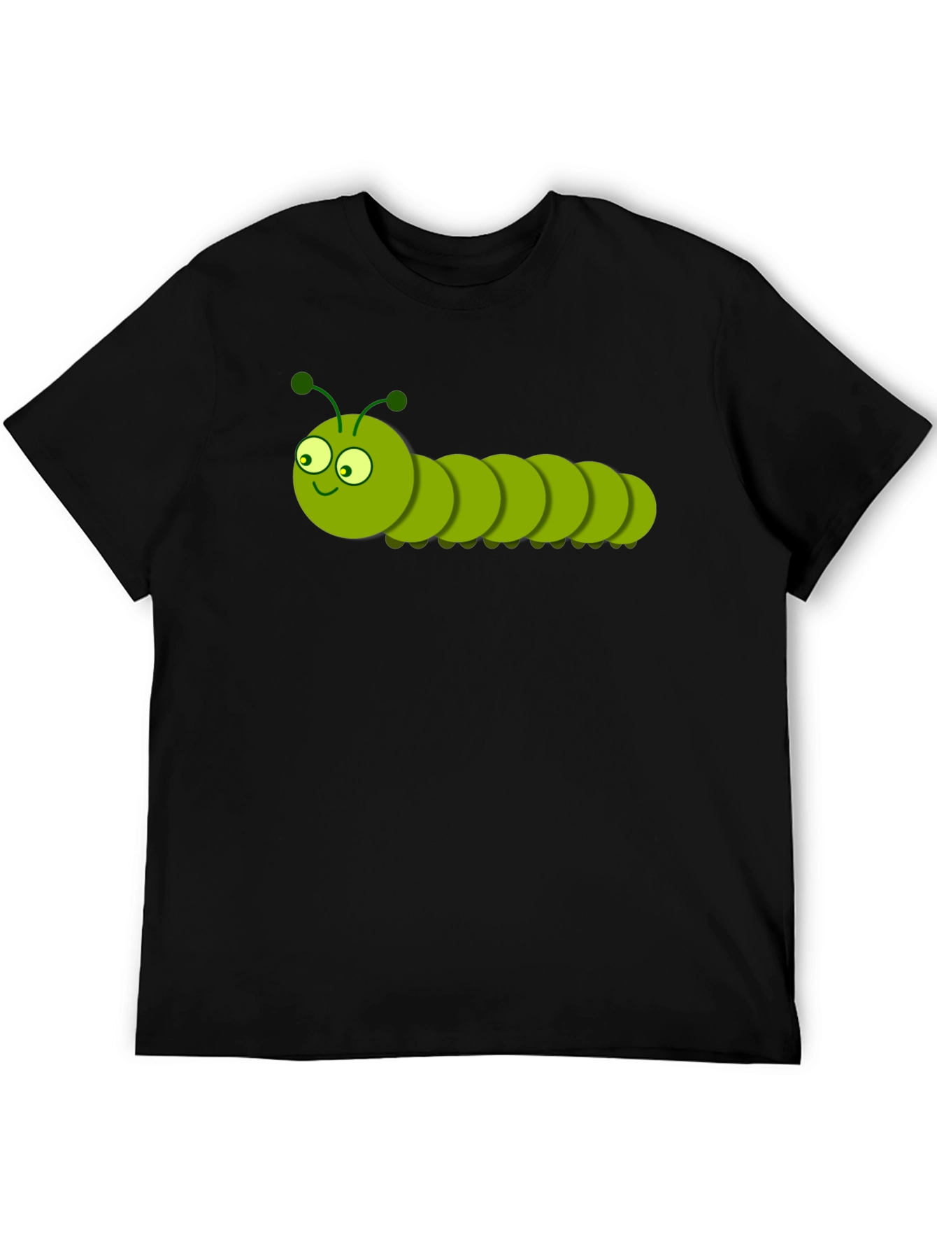 Cartoon Caterpillar Graphic T-Shirt - Black