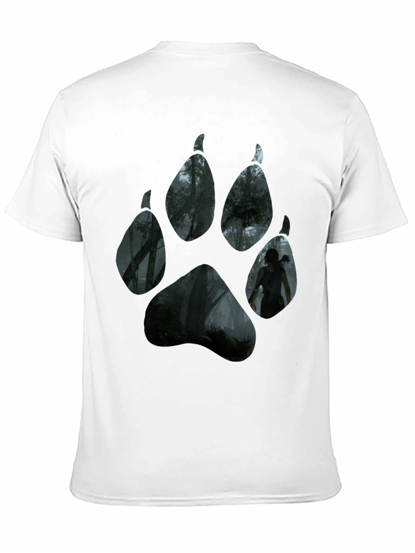 Nature Wolf Paw Print Black T-Shirt