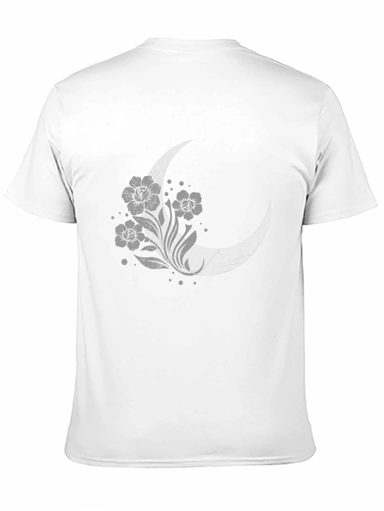 Floral Moon Graphic Tee - Black Cotton Blend