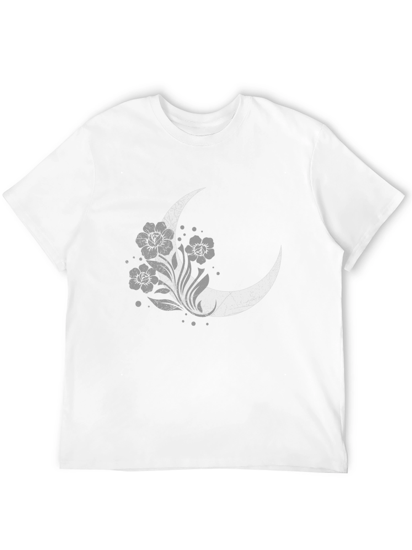 Floral Moon Graphic Tee - Black Cotton Blend