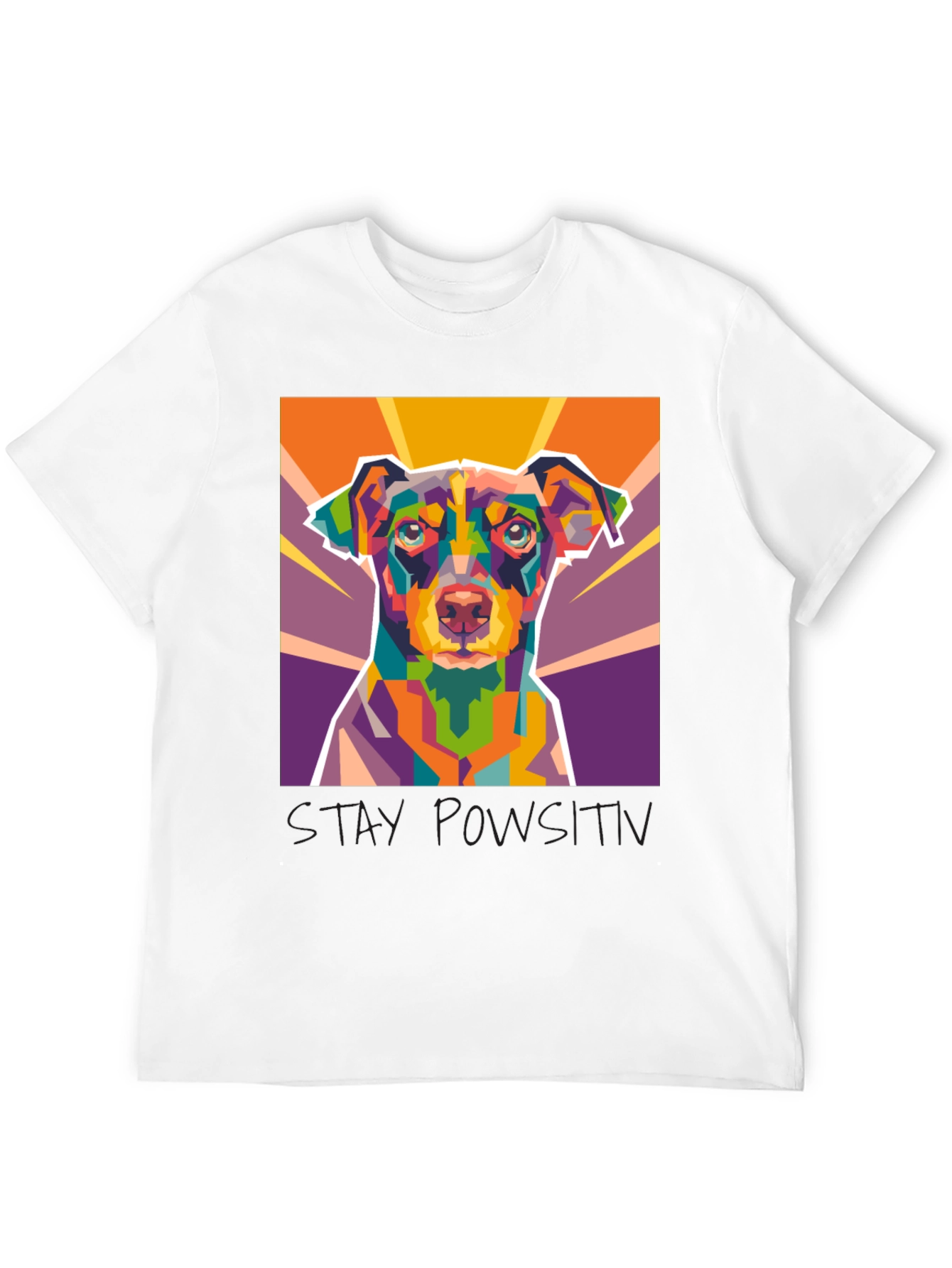 Geometric Dog Art Black Graphic Tee