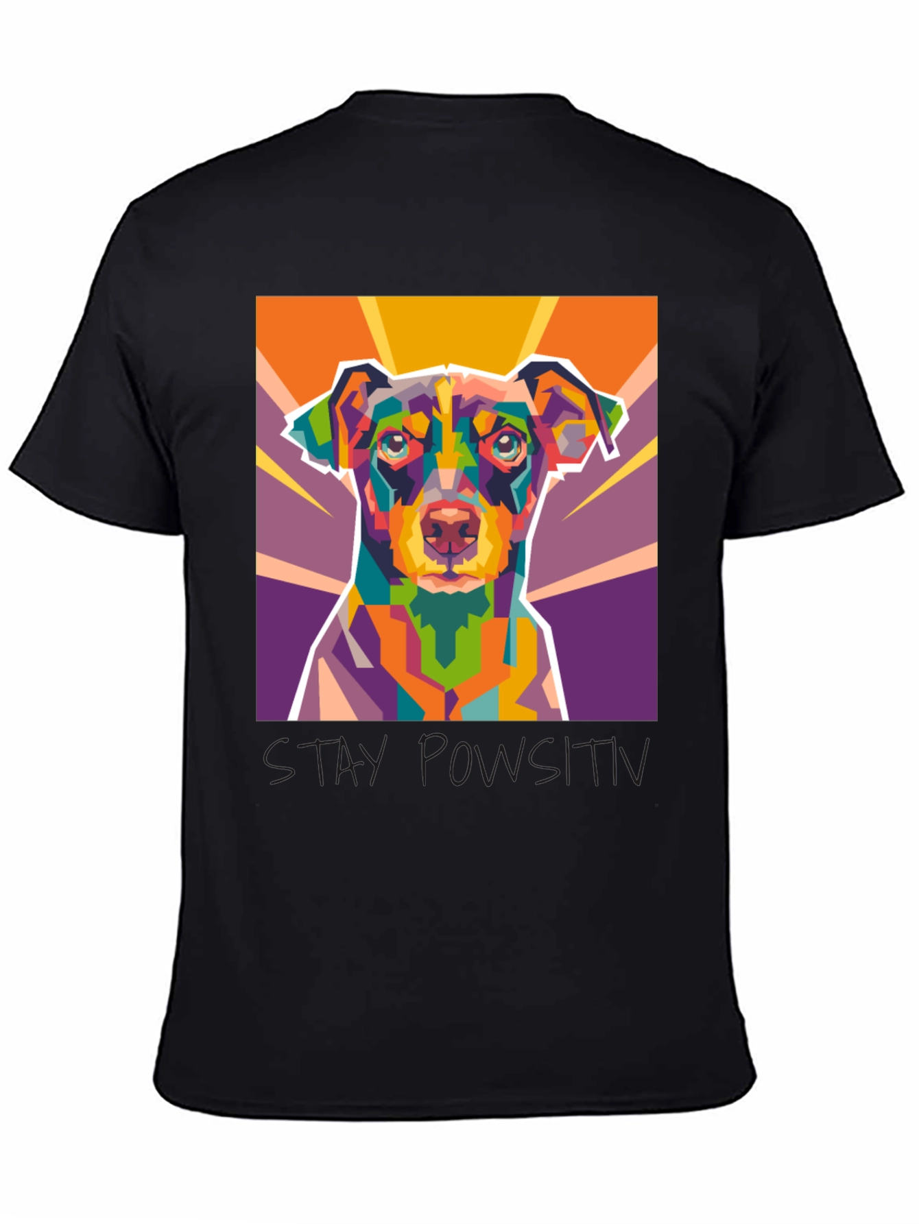 Geometric Dog Art Black Graphic Tee