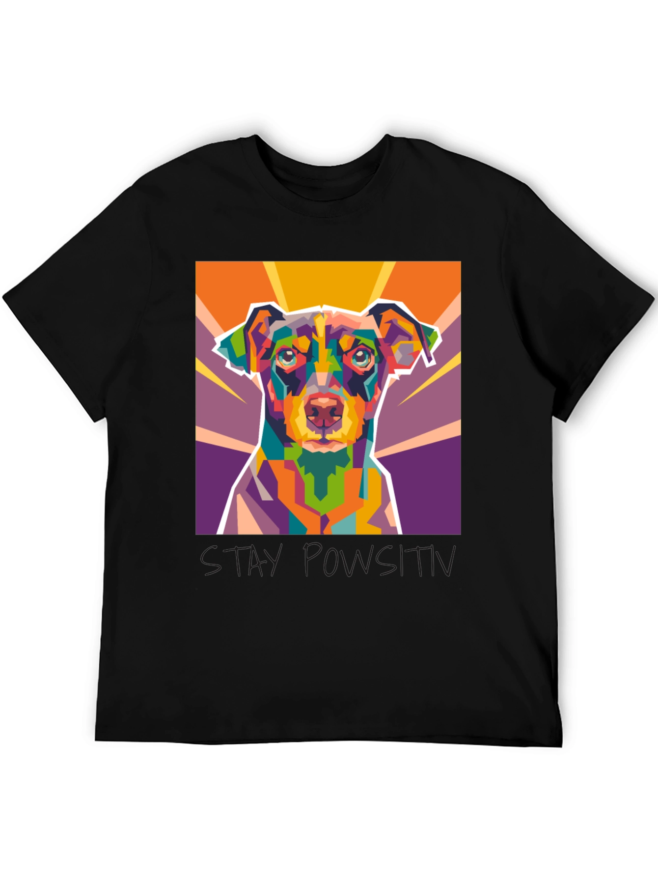 Geometric Dog Art Black Graphic Tee