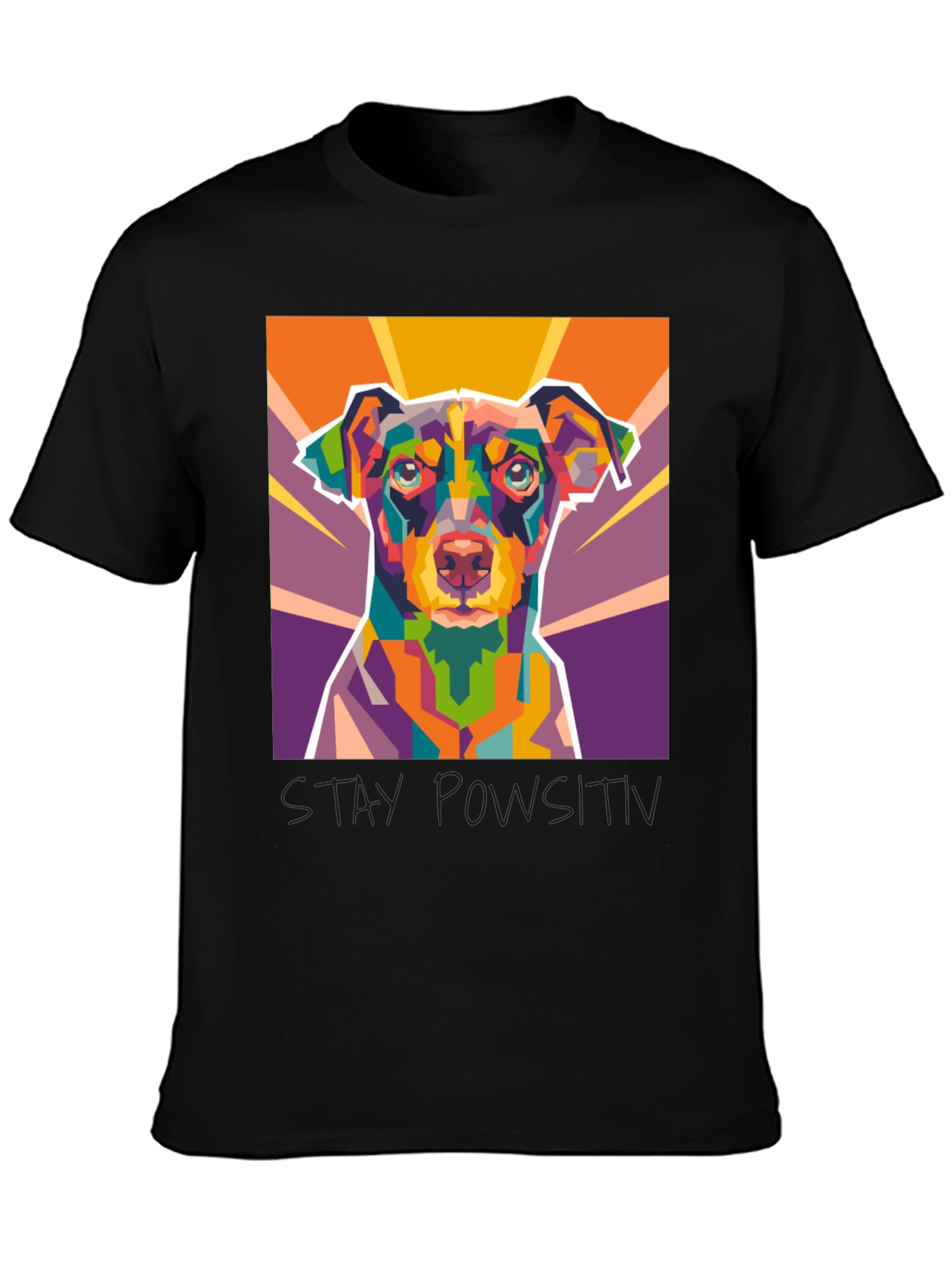 Geometric Dog Art Black Graphic Tee