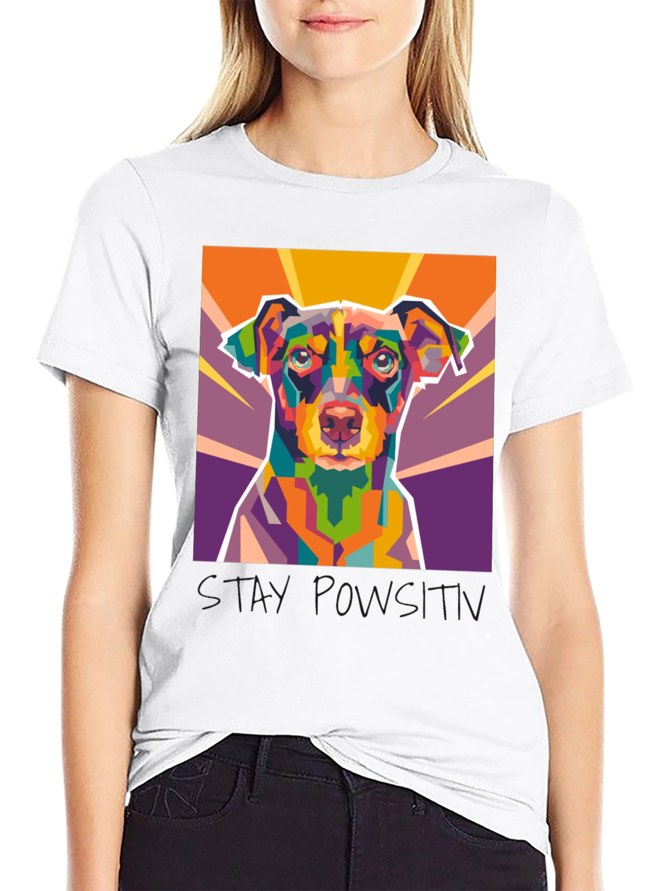 Geometric Dog Art Black Graphic Tee