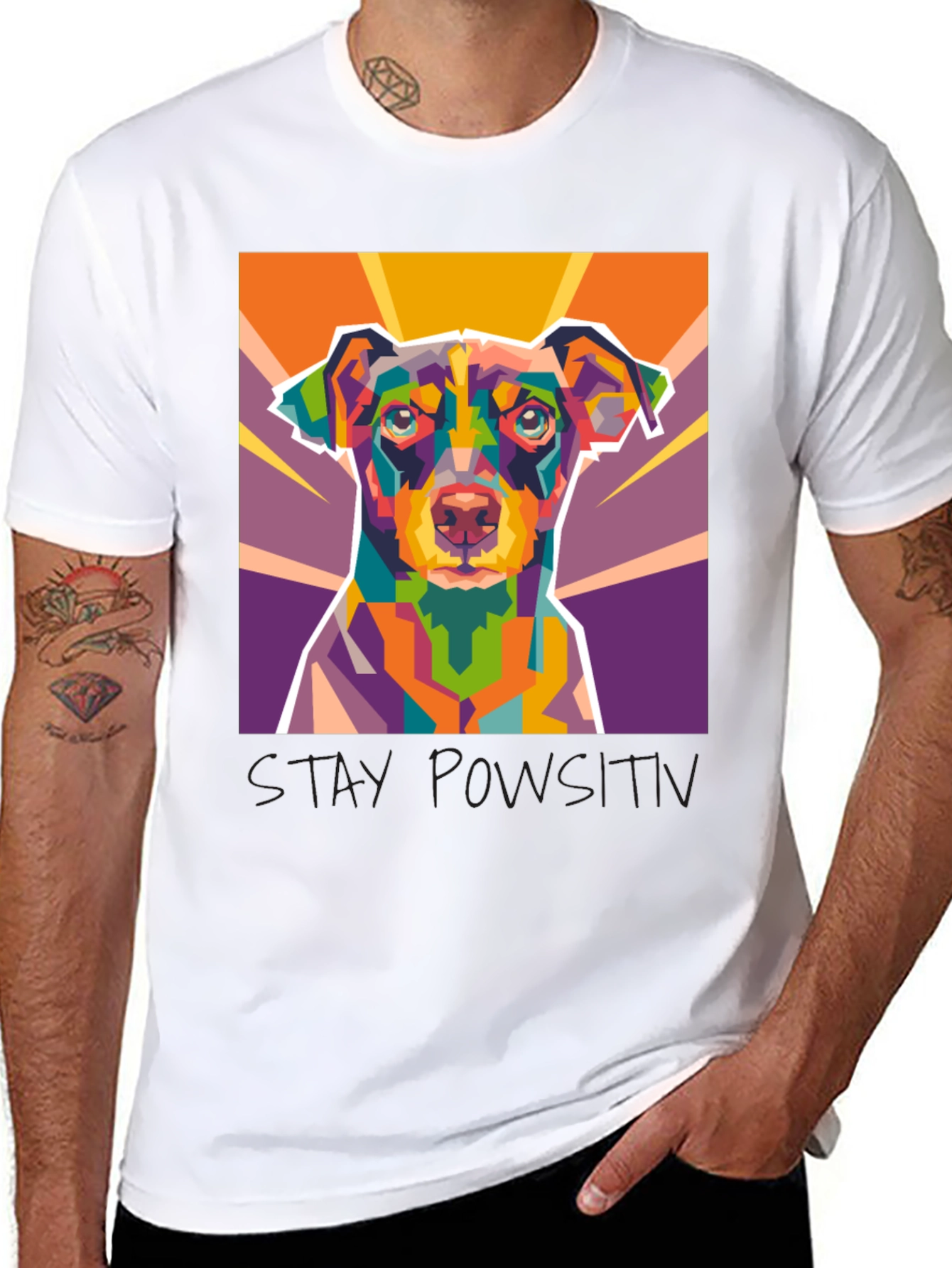 Geometric Dog Art Black Graphic Tee