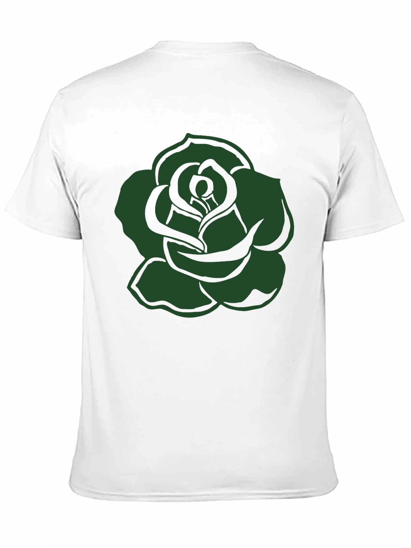 Black T-Shirt with Green Rose Graphic