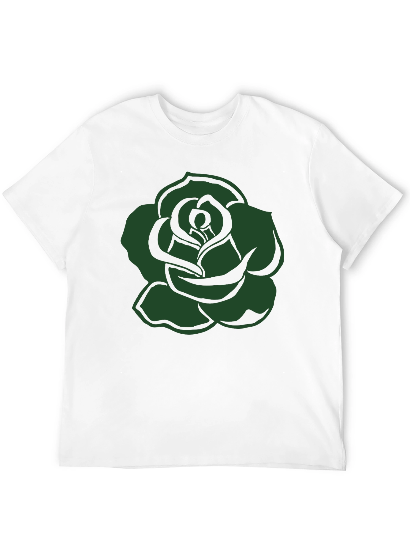 Black T-Shirt with Green Rose Graphic