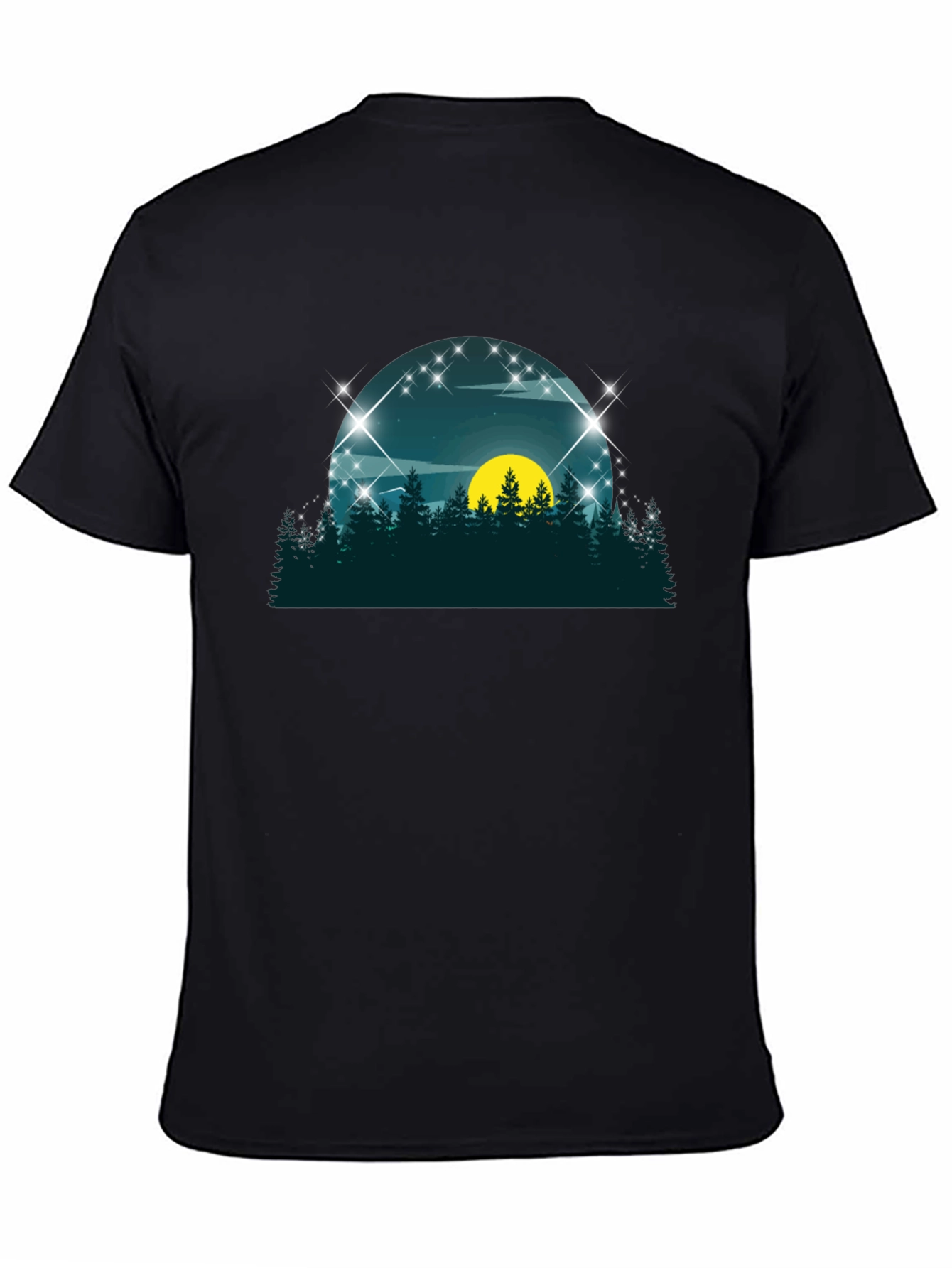 Nature Scene Graphic Tee - Black Cotton Blend
