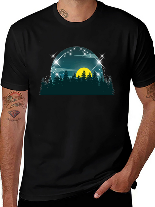 Nature Scene Graphic Tee - Black Cotton Blend