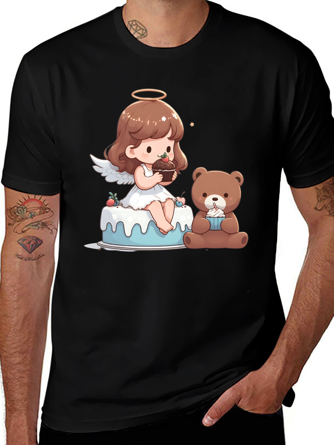 Angel & Teddy Bear Dessert T-Shirt