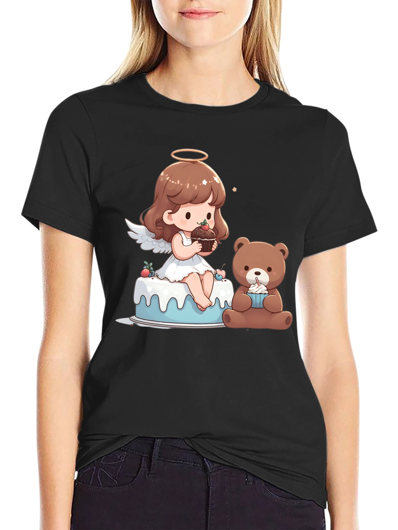 Angel & Teddy Bear Dessert T-Shirt