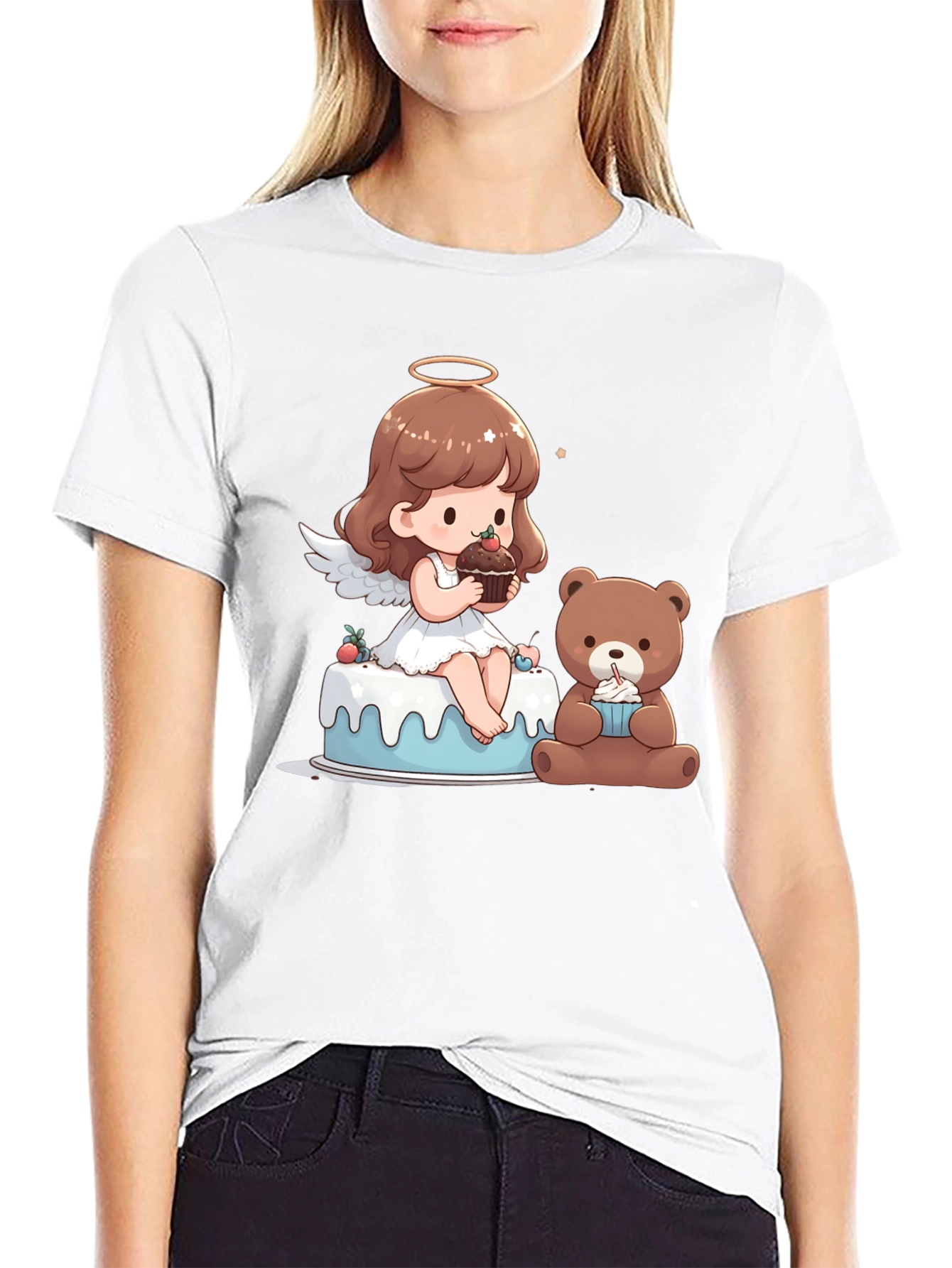 Angel & Teddy Bear Dessert T-Shirt