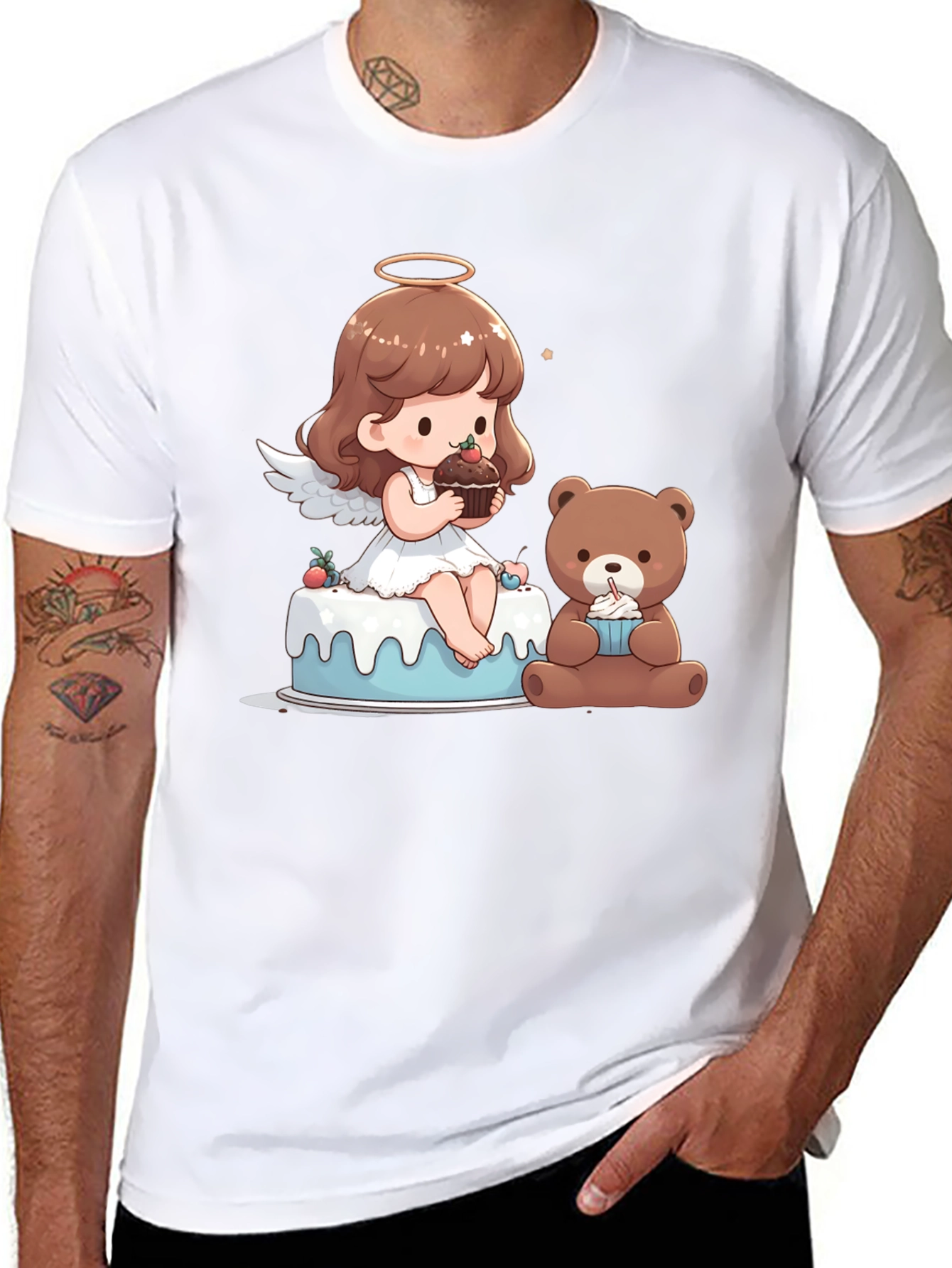 Angel & Teddy Bear Dessert T-Shirt