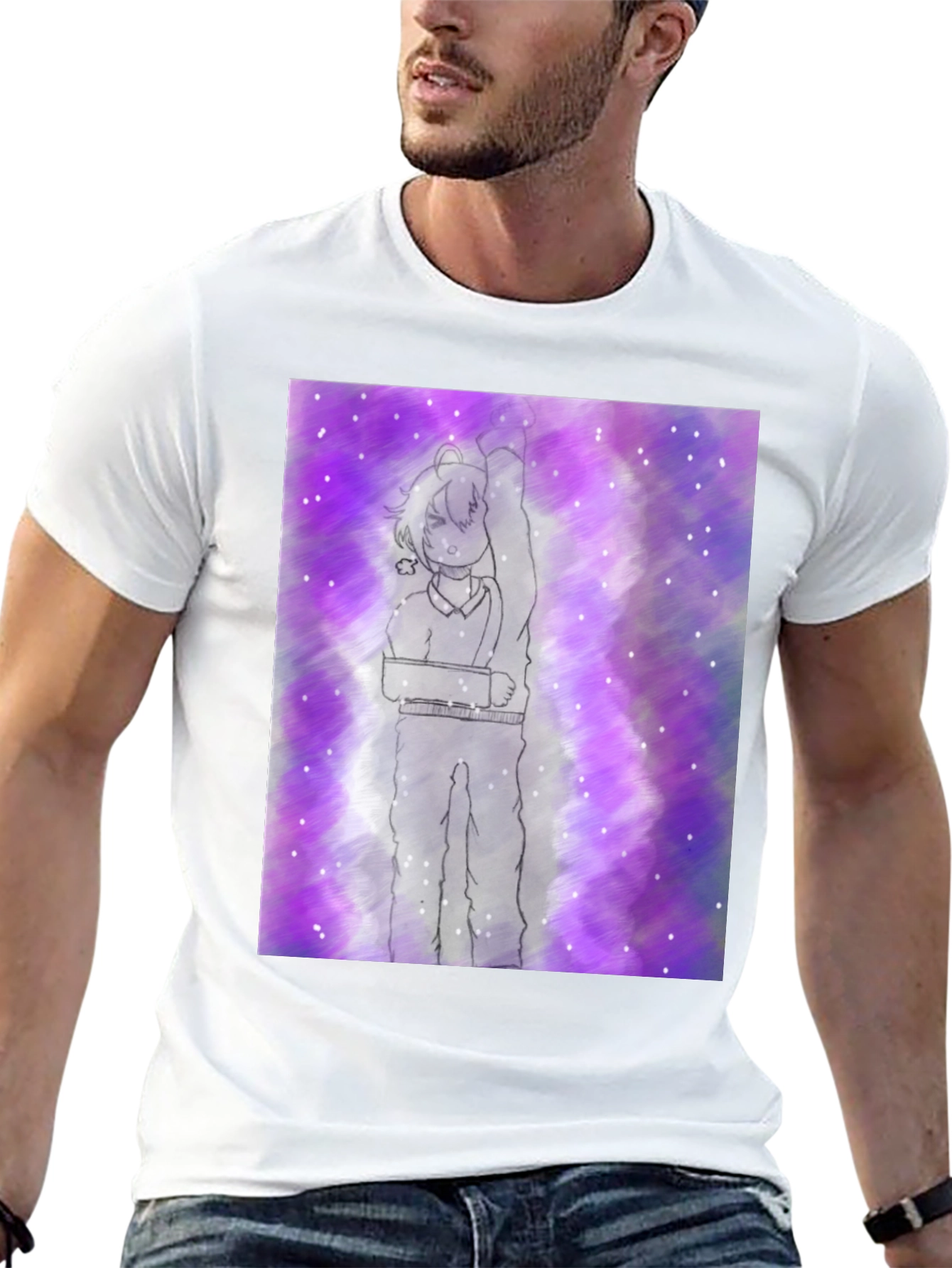 Anime Sketch Tee - Cosmic Purple Haze