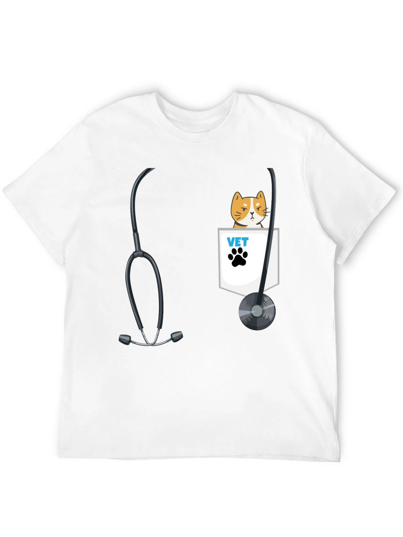 Vet Cat Pocket T-Shirt - Cute Animal Lover Tee