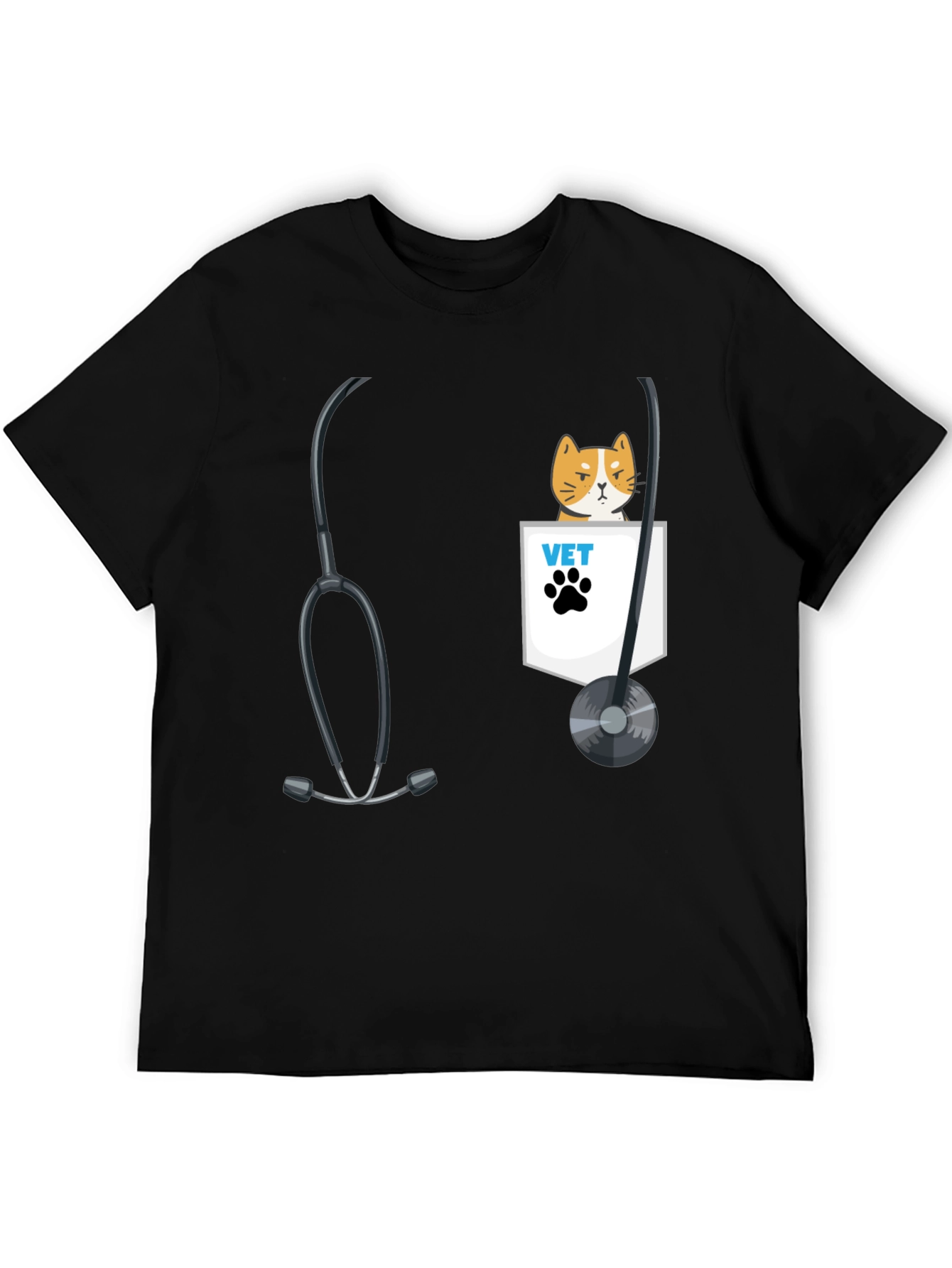 Vet Cat Pocket T-Shirt - Cute Animal Lover Tee