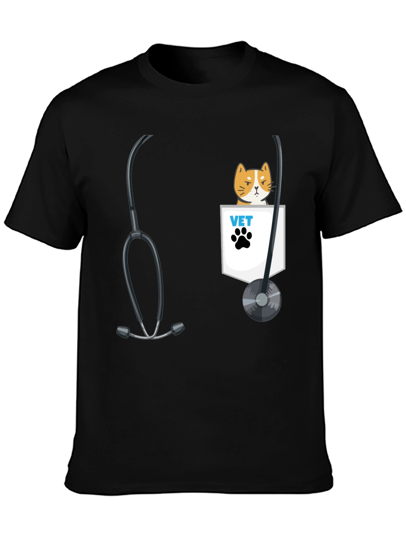 Vet Cat Pocket T-Shirt - Cute Animal Lover Tee