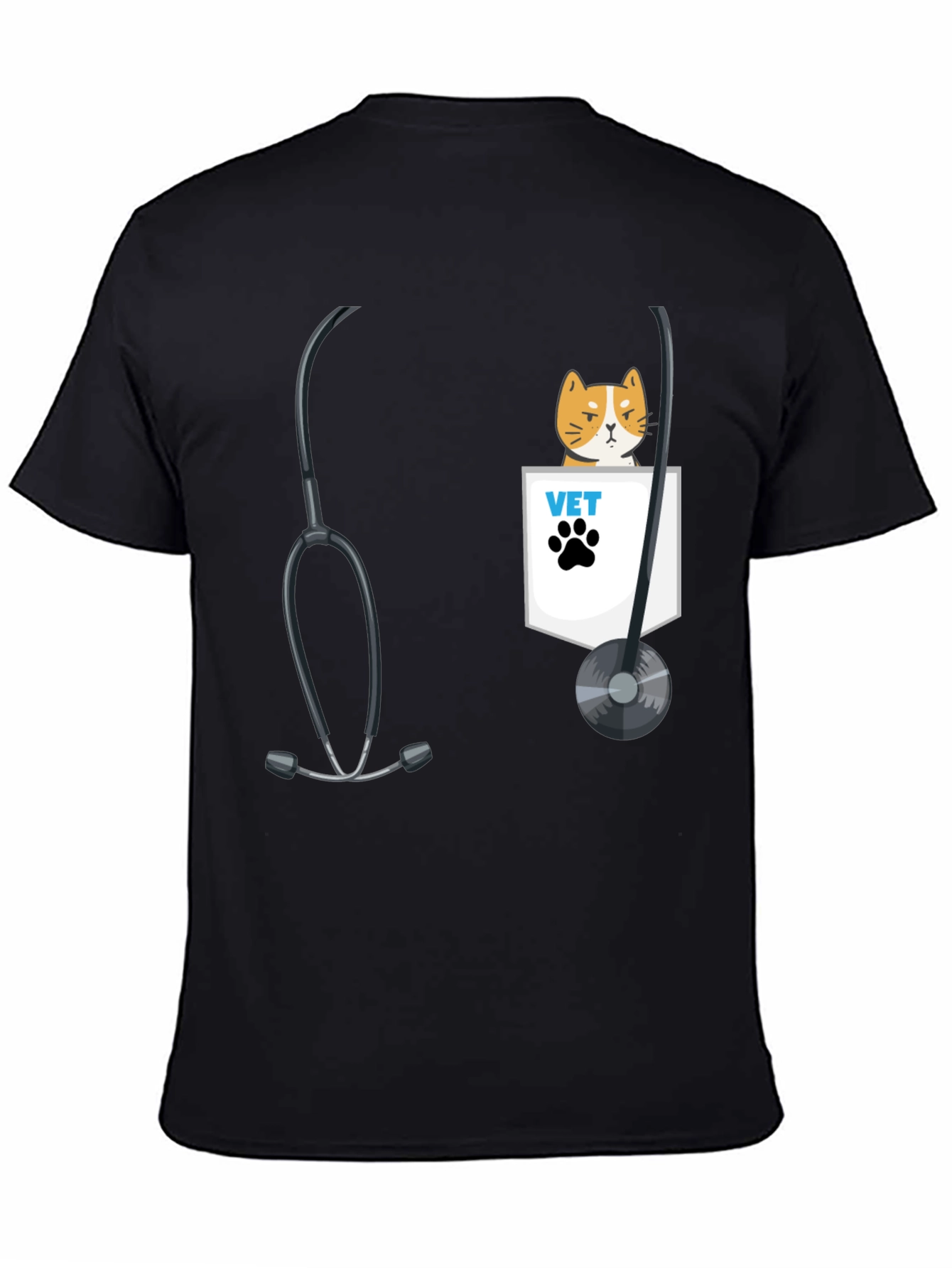 Vet Cat Pocket T-Shirt - Cute Animal Lover Tee