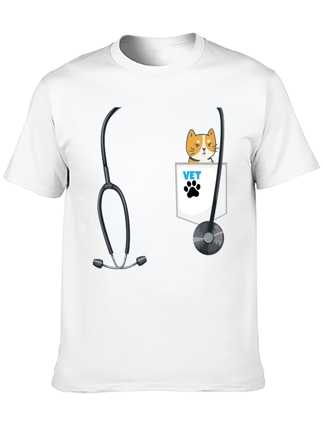 Vet Cat Pocket T-Shirt - Cute Animal Lover Tee