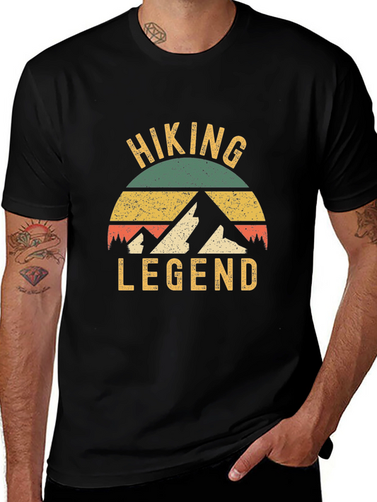 Hiking Legend Graphic Tee - Retro Style Black T-Shirt