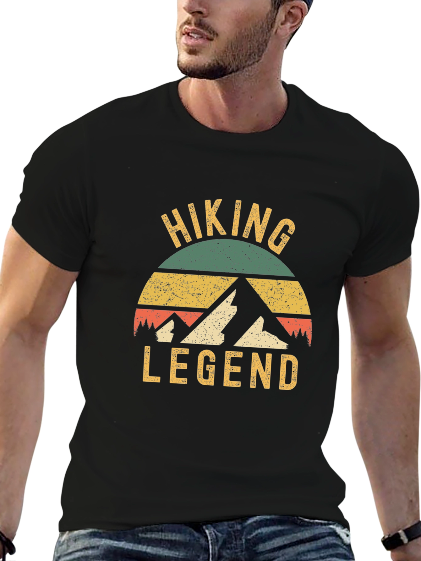 Hiking Legend Graphic Tee - Retro Style Black T-Shirt