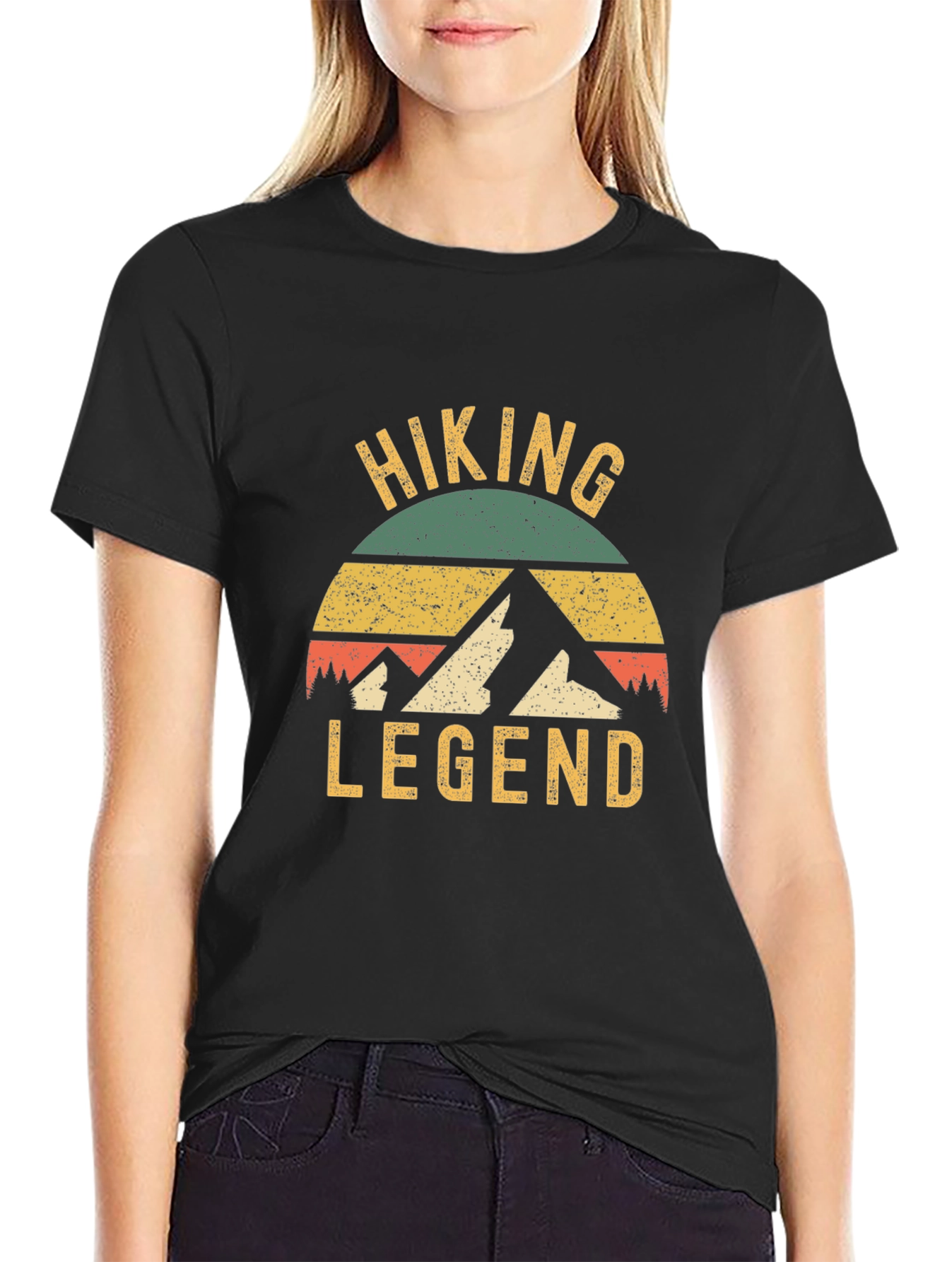 Hiking Legend Graphic Tee - Retro Style Black T-Shirt