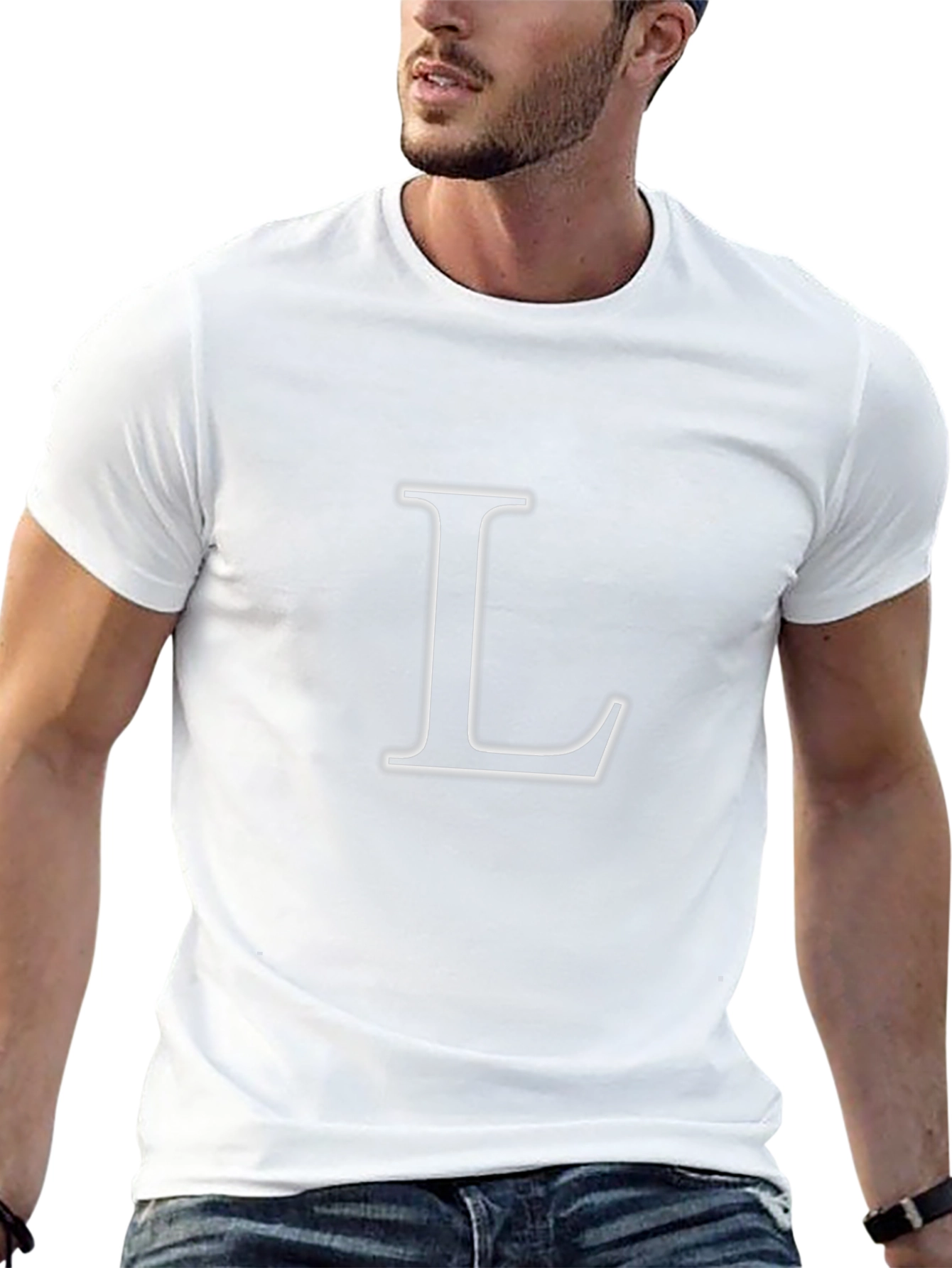 Letter L T-Shirt - Black Graphic Tee