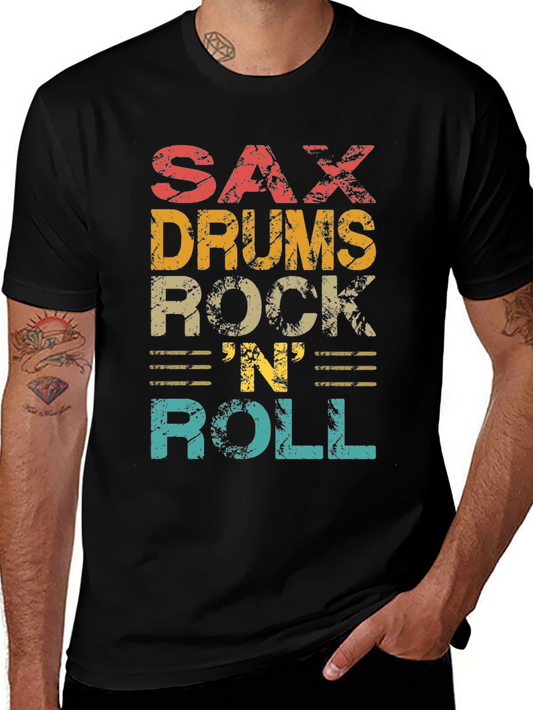 Retro Sax Drums Rock N Roll Graphic Tee