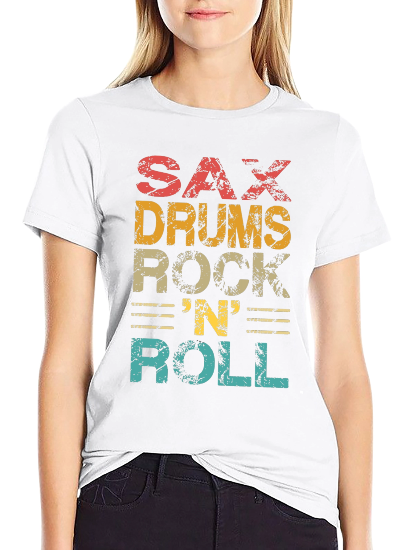 Retro Sax Drums Rock N Roll Graphic Tee