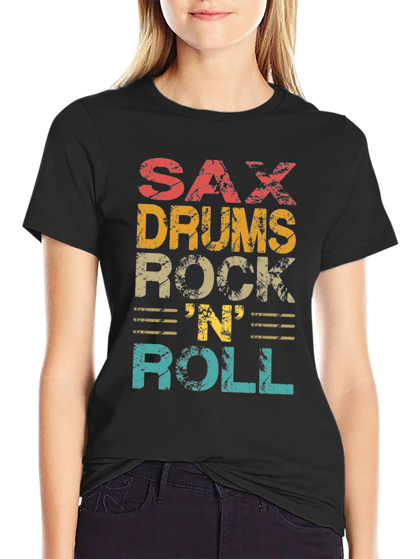 Retro Sax Drums Rock N Roll Graphic Tee