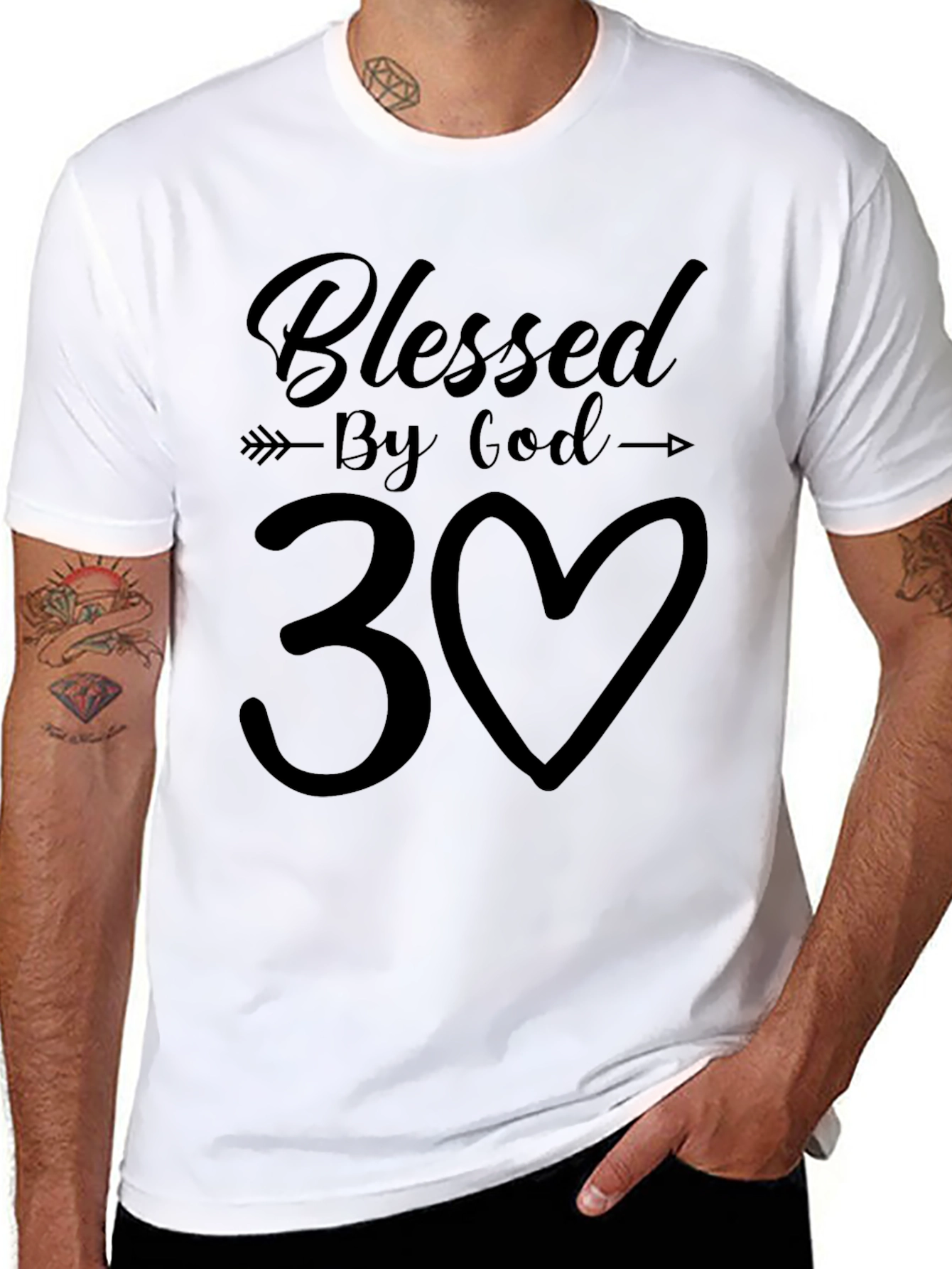Blessed By God 30 Black T-Shirt