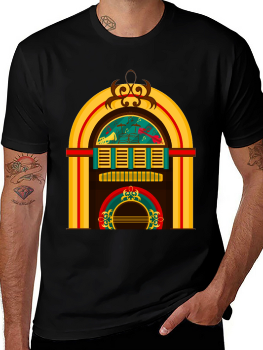 Retro Jukebox Graphic Tee - Black