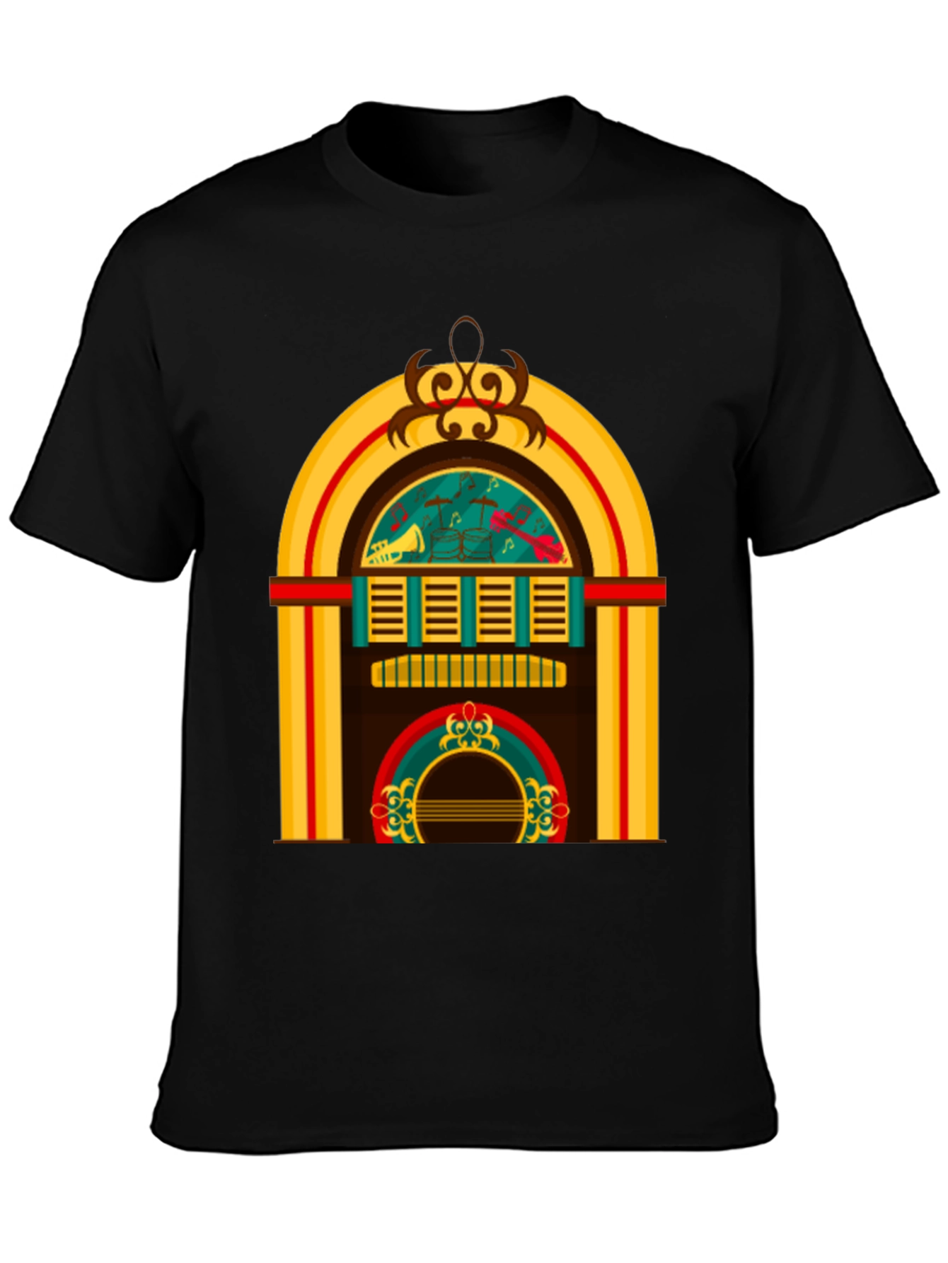 Retro Jukebox Graphic Tee - Black
