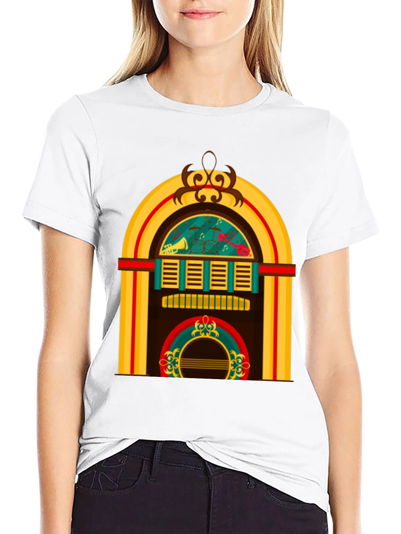Retro Jukebox Graphic Tee - Black