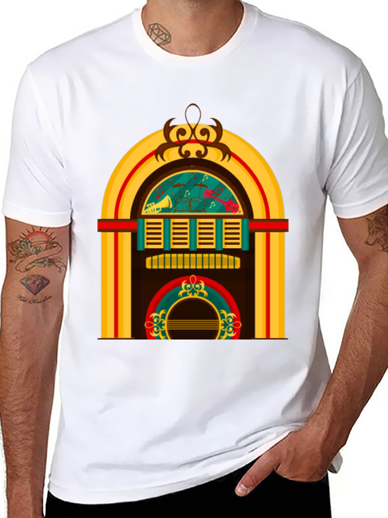 Retro Jukebox Graphic Tee - Black