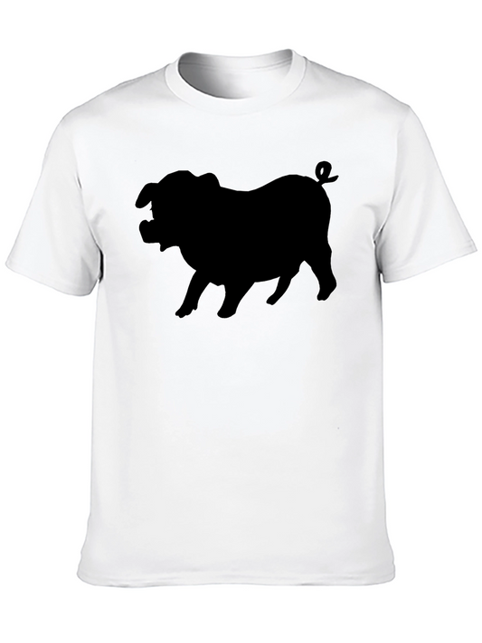 Pig Silhouette Graphic Tee - Black Cotton T-Shirt