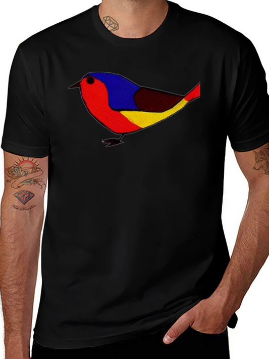 Colorful Bird Graphic Tee - Black Unisex T-Shirt