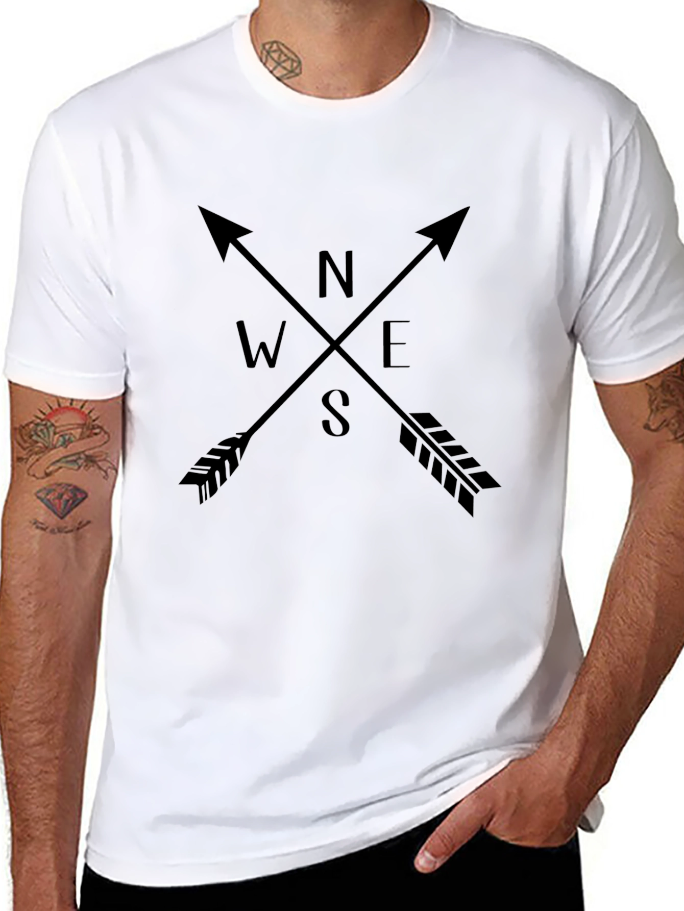 Compass Arrows Graphic Tee - Black