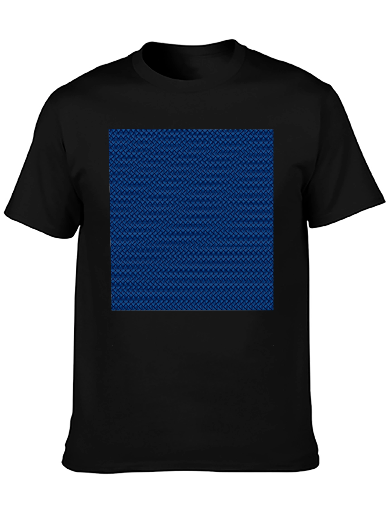 Blue Pattern Tee - Mens Black Cotton Casual Shirt