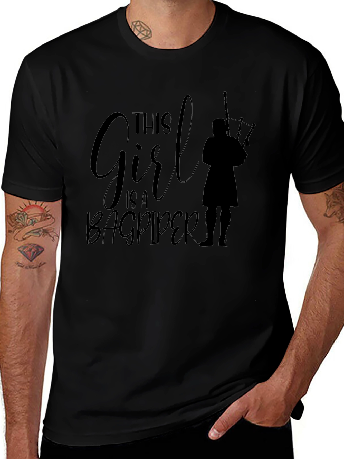 This Girl is a Bagpiper Black T-Shirt